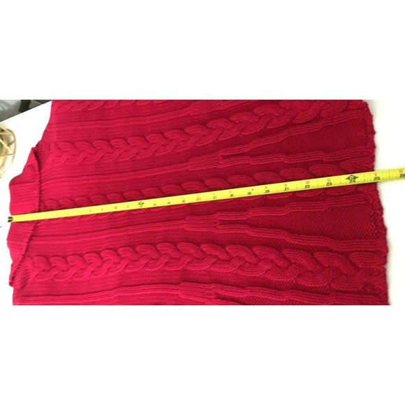 Additions By Chico's Open Front Cable Knit Cardigan Sweater Cotton Fuschia, Lg - Picture 6 of 6